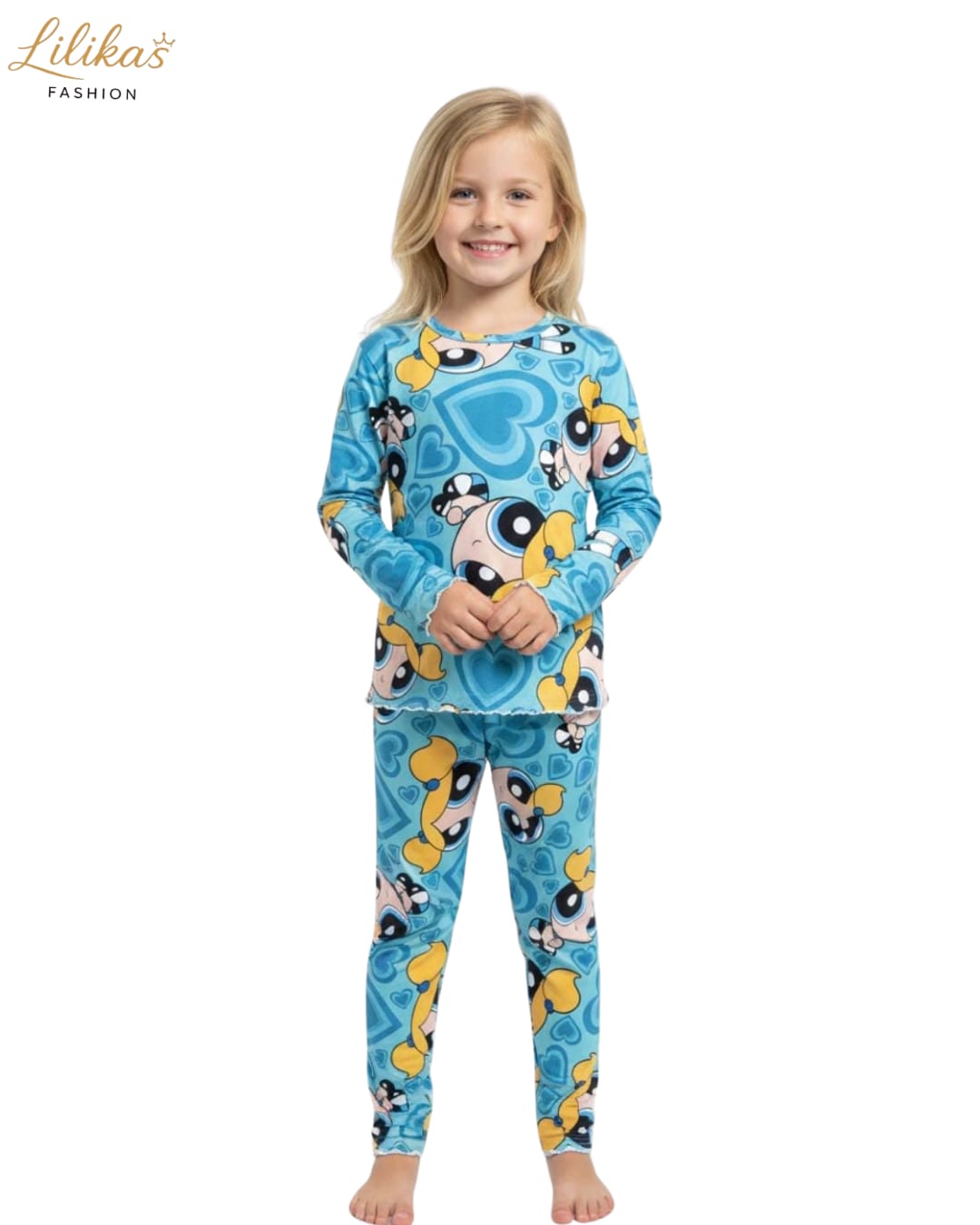 Pijama Infantil Estampado Azul Claro